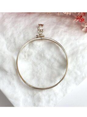 Minimalist Textured Fluted Round Sterling Silver 925 Vintage Pendant | Charm